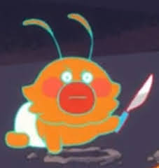 A screenshot from
              Bee and Puppycat: Lazy in Space where a baby alien is holding a
              knife
