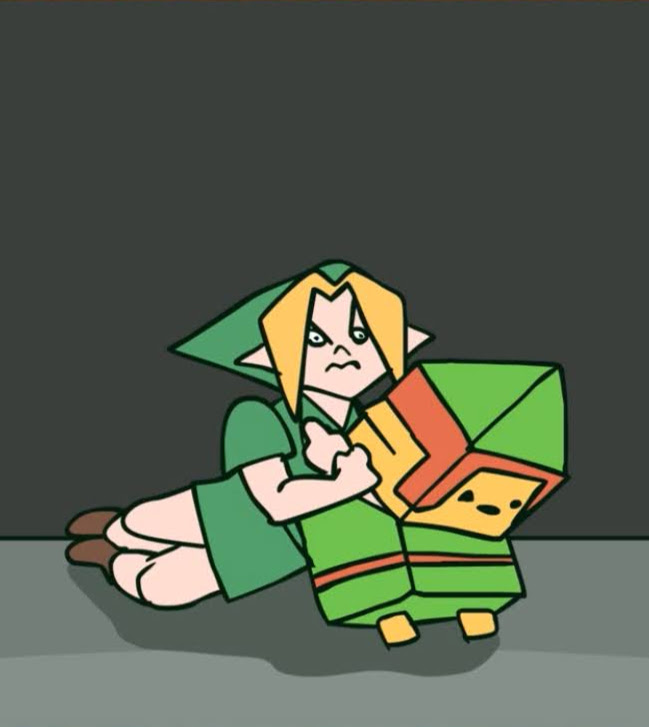 A drawing from
              the Youtubers, GameGrumps, video of Ocrina of Time Link choking
              Legend of Zelda 1 Link
